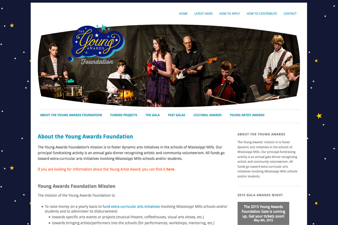 Almonte Web Design – Young Awards Youth Arts Site