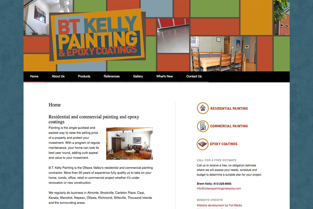 Ottawa Web Design – BT Kelly Painting & Epoxy Site