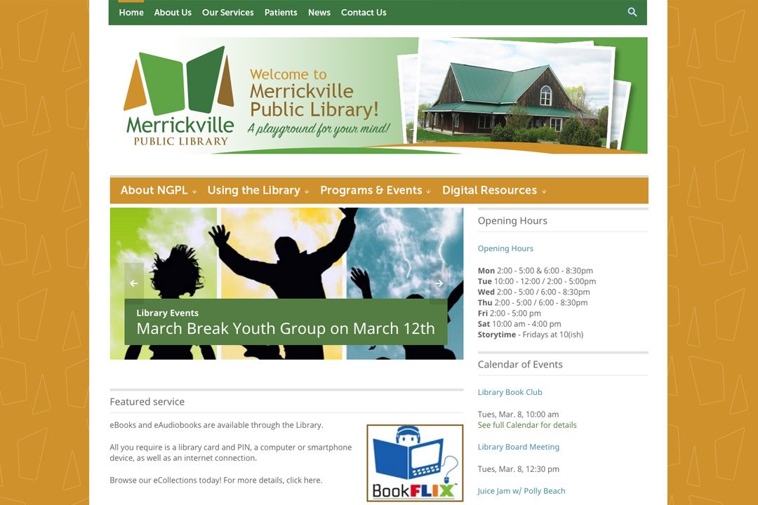 Merrickville Web Design – Public Library site