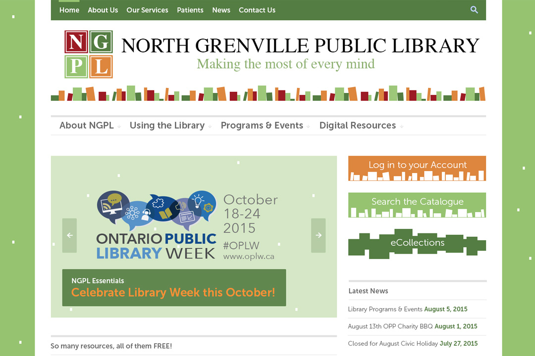 North Grenville Web Design – Public Library Site