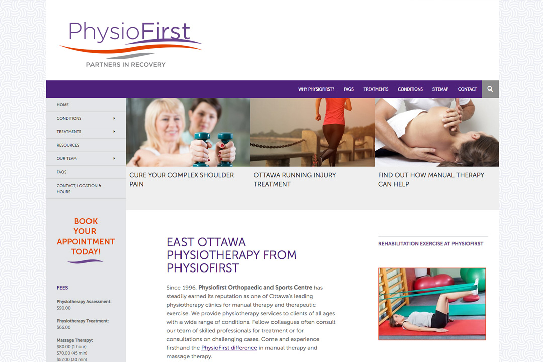 Ottawa Web Design – PhysioFirst Physiotherapy Site