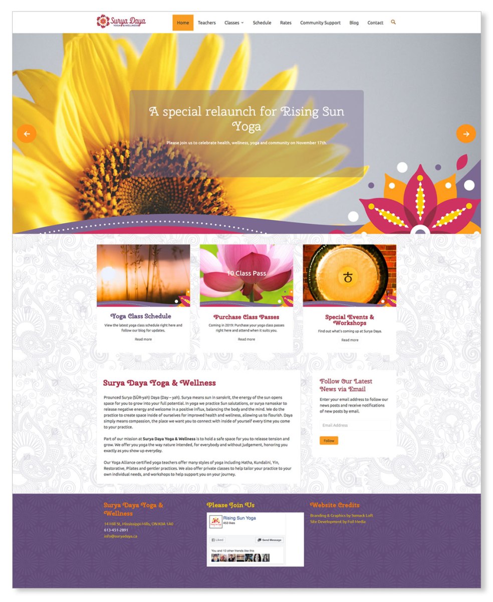 Website design for yoga studio