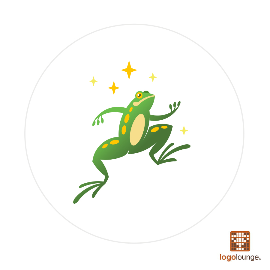 Winning logo design featuring frog dancing in the starlight