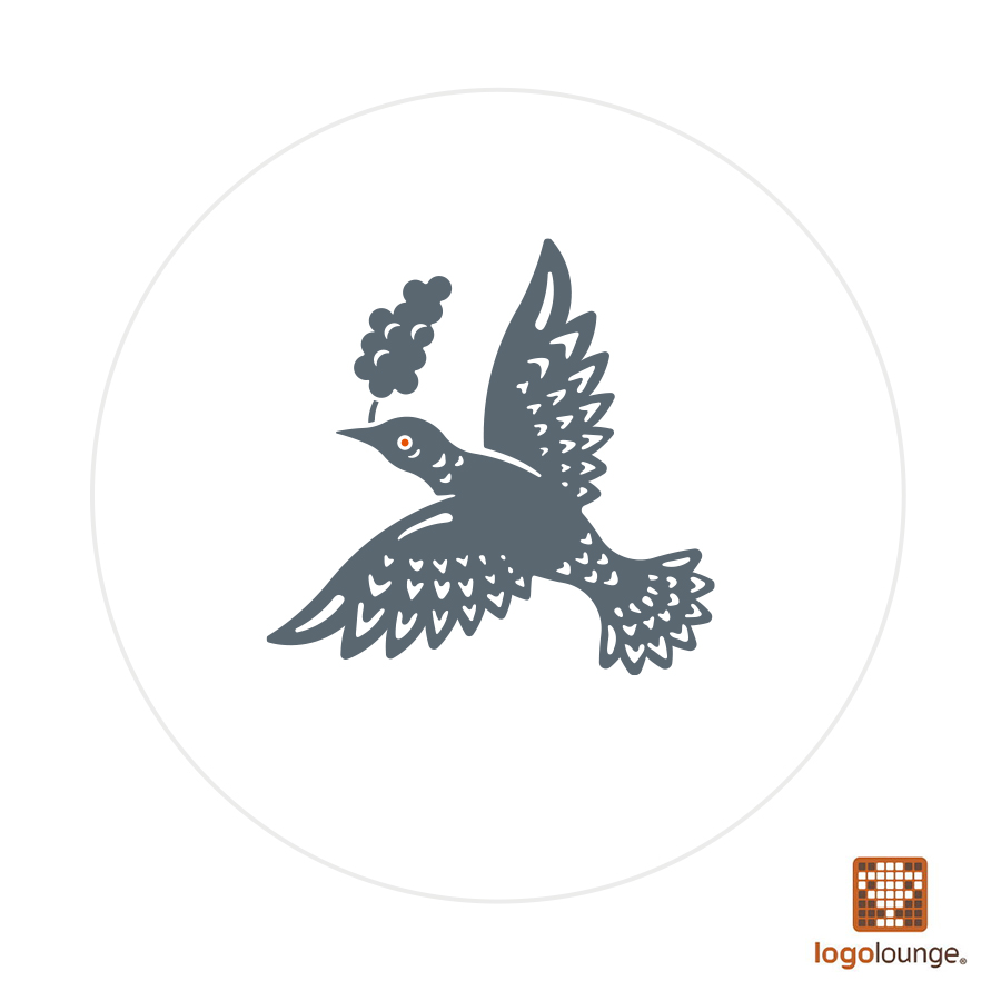 Winning logo design featuring bird flying with sumac berries