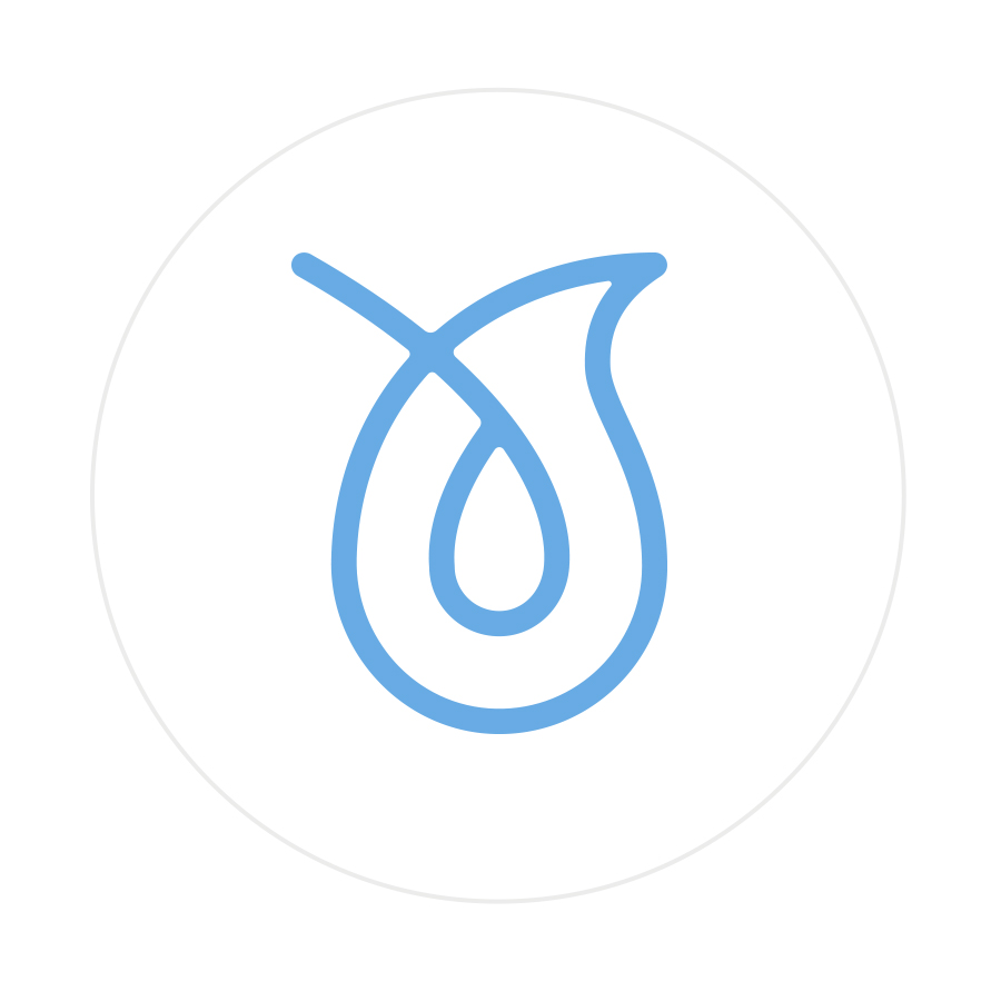 Logo design featuring stylized drop of water