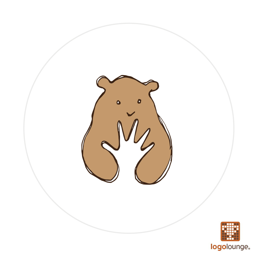 Logo design featuring a stylized bear graphic holding a sheaf resembling a hand