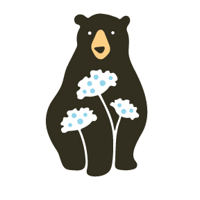 Logo design depicting bear and flowers