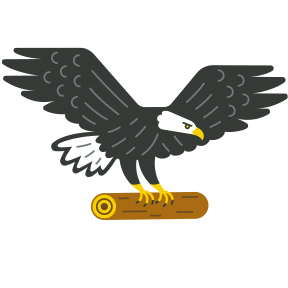 Logo design depicting eagle carrying log