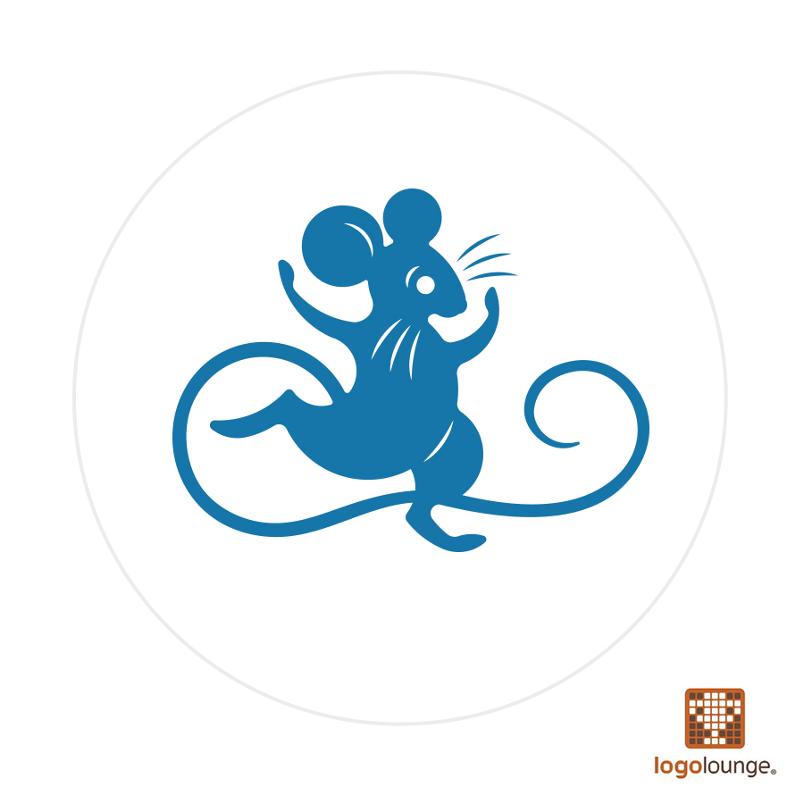 Logo design showing blue dancing mouse