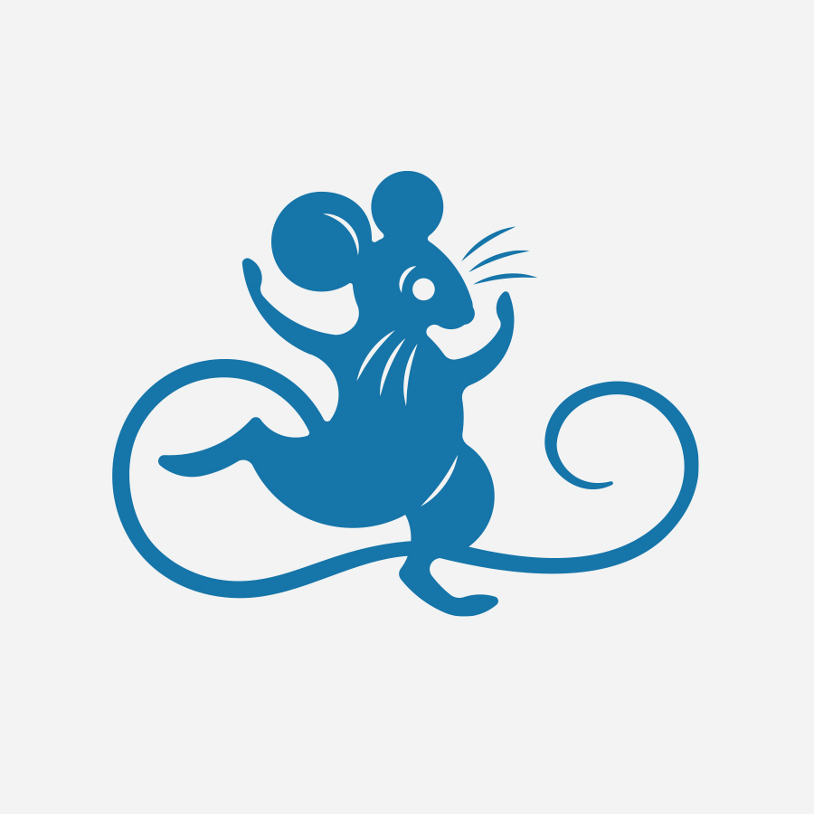 Logo design depicting blue dancing mouse