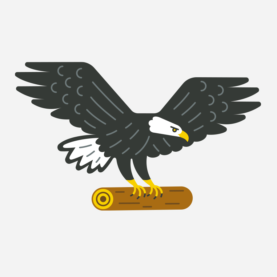 Logo design depicting bald eagle carrying roof beam
