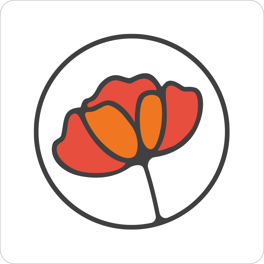 Logo depicting poppy flower