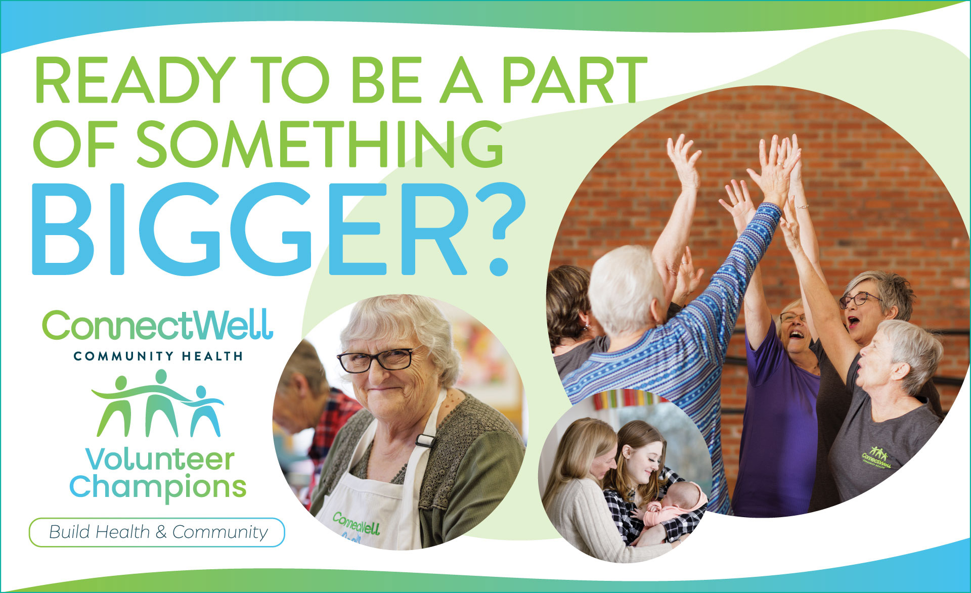 Volunteer Champions recruitment post with bold messaging