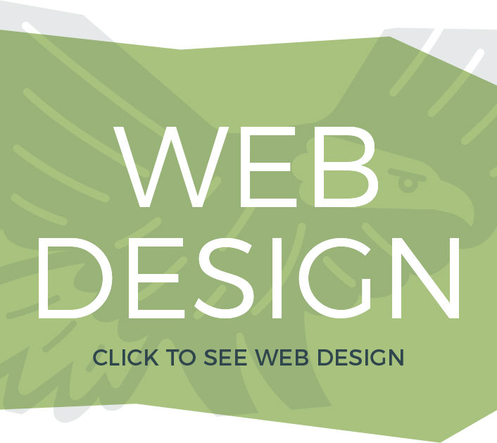 Large colourful graphic button with text: web design (click to see web design)