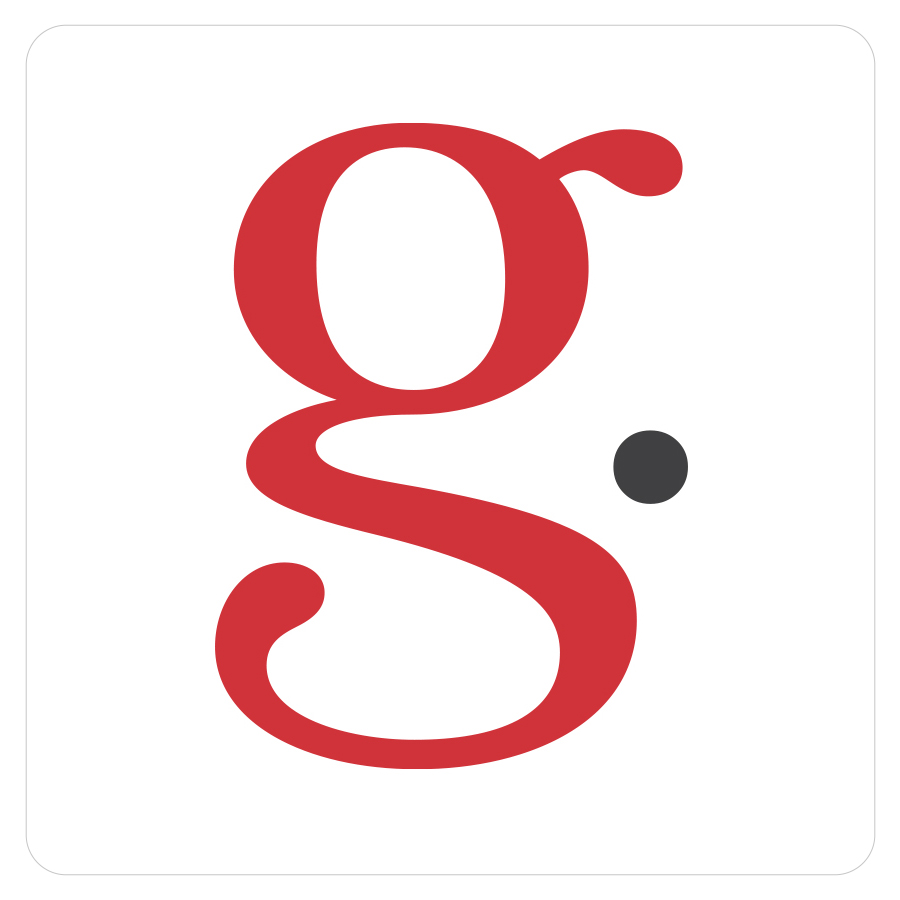 General Fine Craft logo featuring a large red lowercase g with a small dark dot.